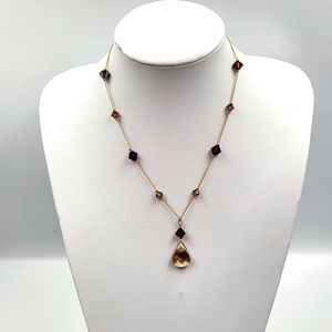 Brown Iridescent Beads on Delicate Gold Chain